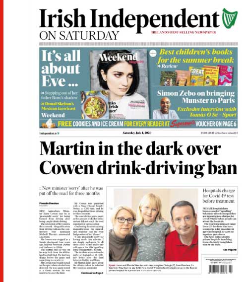 Irish Independent (4 juli) over het drank-en rijgedrag van een nieuwe minister.